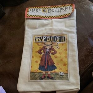 Mary Engelbreit Cream Canvas lunch Bag with Whimsical Art snap out of it NWT